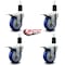 Service Caster 4'' Blue Poly Swivel 1-1/2'' Expanding Stem Caster Set Total Lock Brake, 4PK SCC-EXTTL20S414-PPUB-BLUE-112-4 - alternate 4